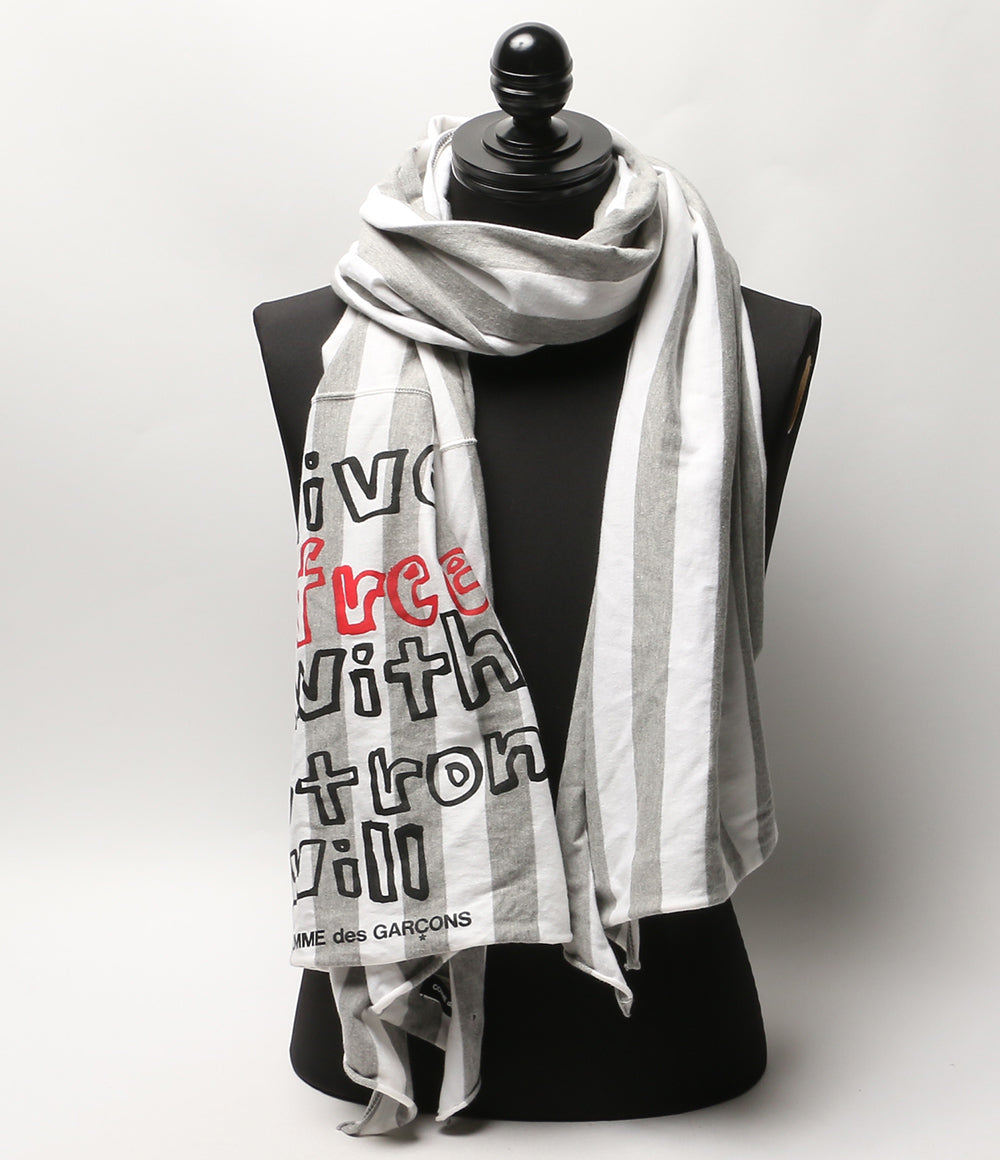 80年代　COMME des GARÇONS ストール　デットストック品 COMME des GARCONS ストール Live Free With Strong Will BORDER STOLE