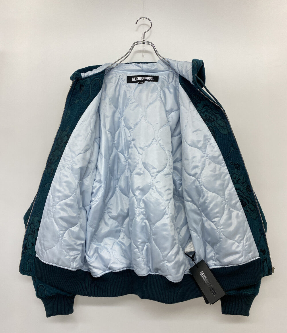 美品 NEIGHBORHOOD ジップフーディー ジャガード 232UTNH-JKM05 グリーン メンズ SIZE L ネイバーフッド