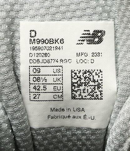 美品 new balance スニーカー Dワイズ USA製 M990BK6 メンズ SIZE 27cm ニューバランス
