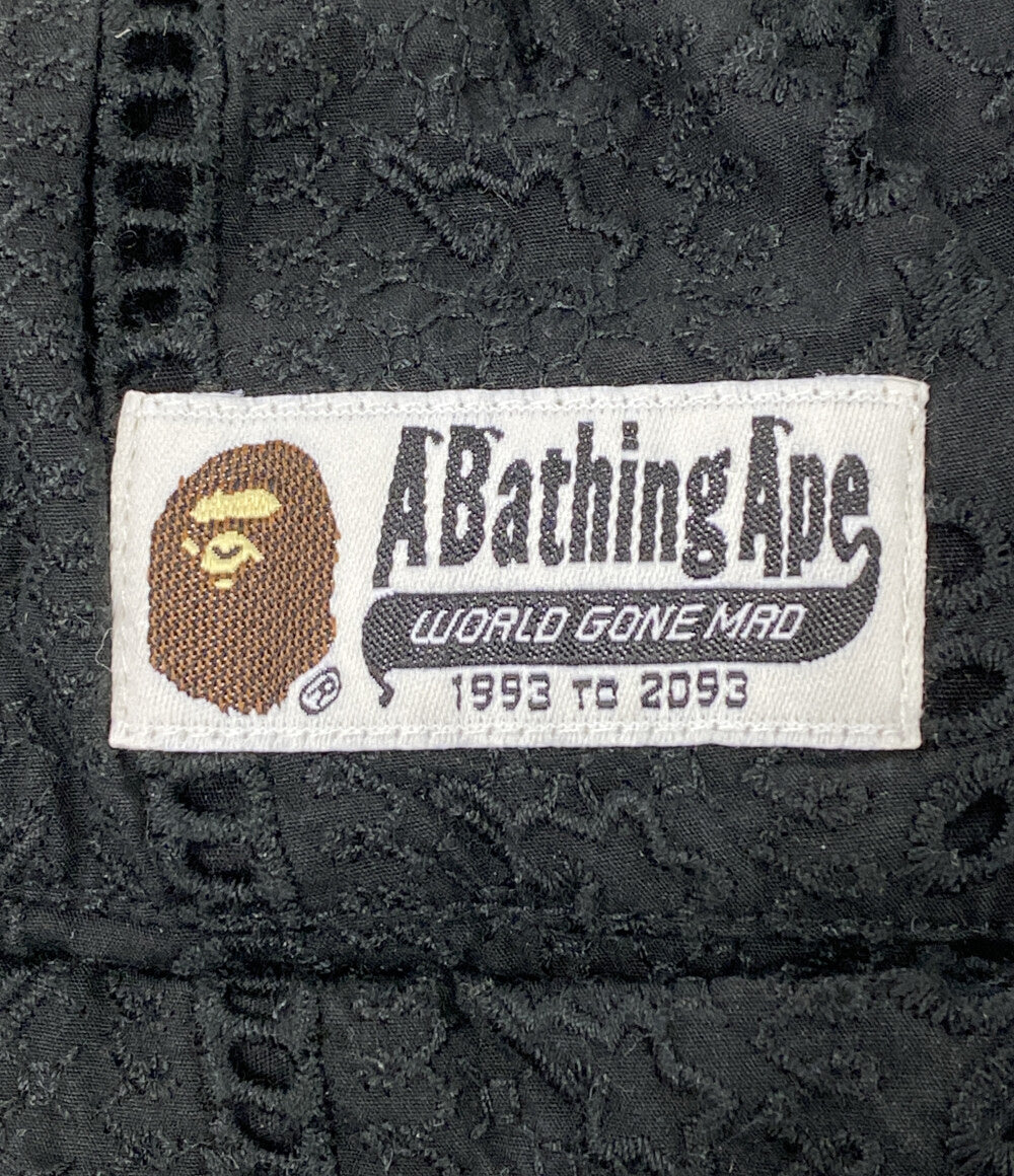A BATHING APE ショートパンツ EMBROIDERY RELAXED FIT SHORTS BLK
