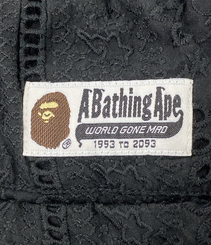 A BATHING APE ショートパンツ EMBROIDERY RELAXED FIT SHORTS BLK メンズ SIZE L アベイシングエイプ