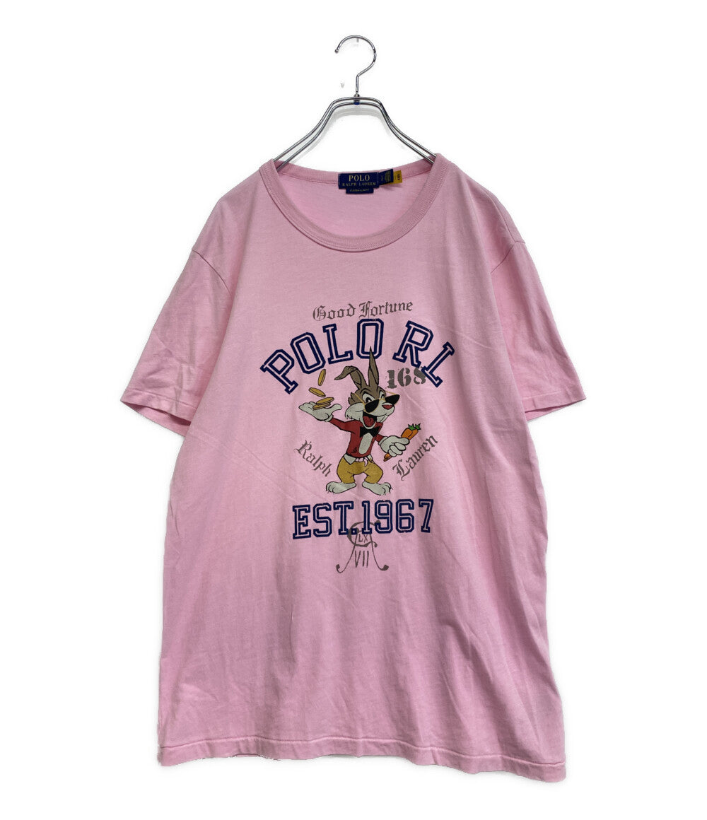 美品 POLO RALPH LAUREN 半袖Ｔシャツ CUSTOM SLIM FIT LUNAR NEW YEAR T PINK メンズ SIZE L ポロ・ラルフローレン