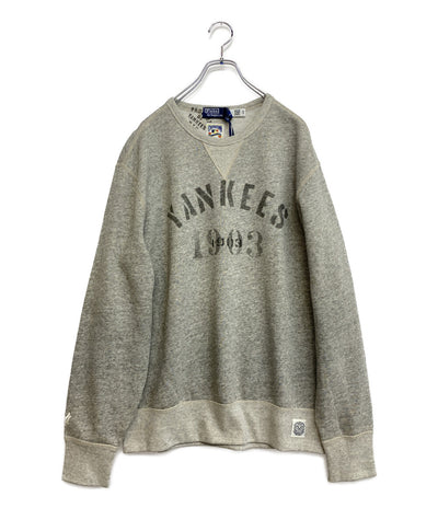 美品 POLO RALPH LAUREN スウェット ヤンキース COOPERSTOWN 両V ステンシル メンズ SIZE L ポロ・ラルフローレン