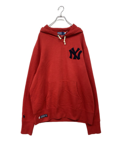 美品 POLO RALPH LAUREN パーカー ヤンキース COOPERSTOWN フーディー RED メンズ SIZE L ポロ・ラルフローレン