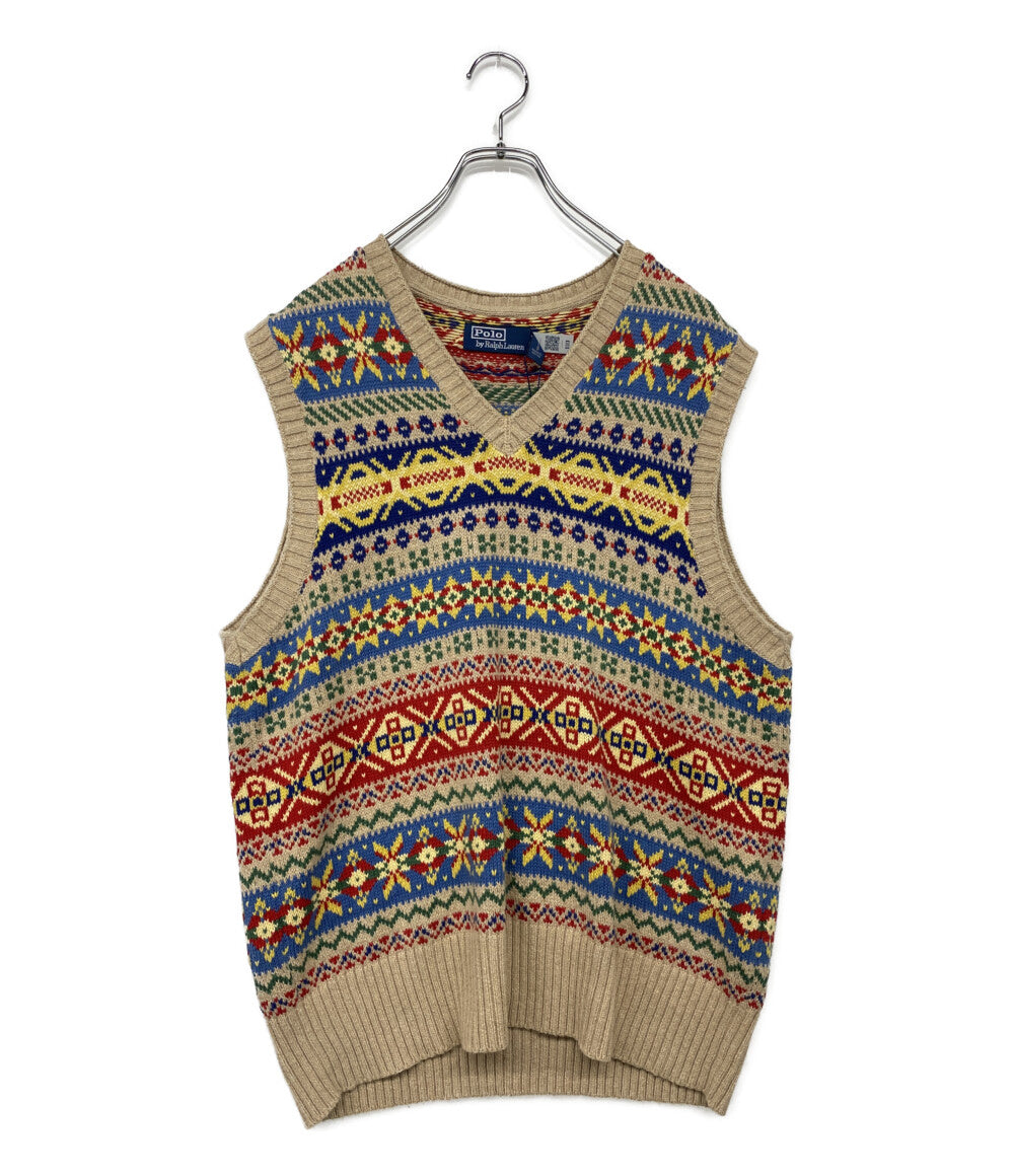 美品 POLO RALPH LAUREN ベスト FAIR ISLE COTTON CASHMERE SWEATER VEST メンズ SIZE L ポロ・ラルフローレン
