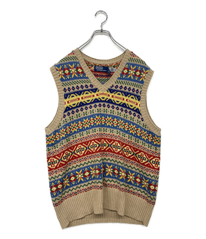 美品 POLO RALPH LAUREN ベスト FAIR ISLE COTTON CASHMERE SWEATER VEST メンズ SIZE L ポロ・ラルフローレン