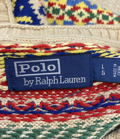 美品 POLO RALPH LAUREN ベスト FAIR ISLE COTTON CASHMERE SWEATER VEST メンズ SIZE L ポロ・ラルフローレン