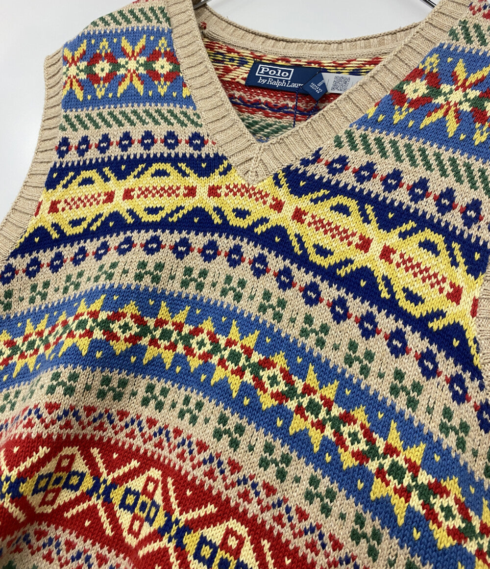 美品 POLO RALPH LAUREN ベスト FAIR ISLE COTTON CASHMERE SWEATER VEST メンズ SIZE L ポロ・ラルフローレン