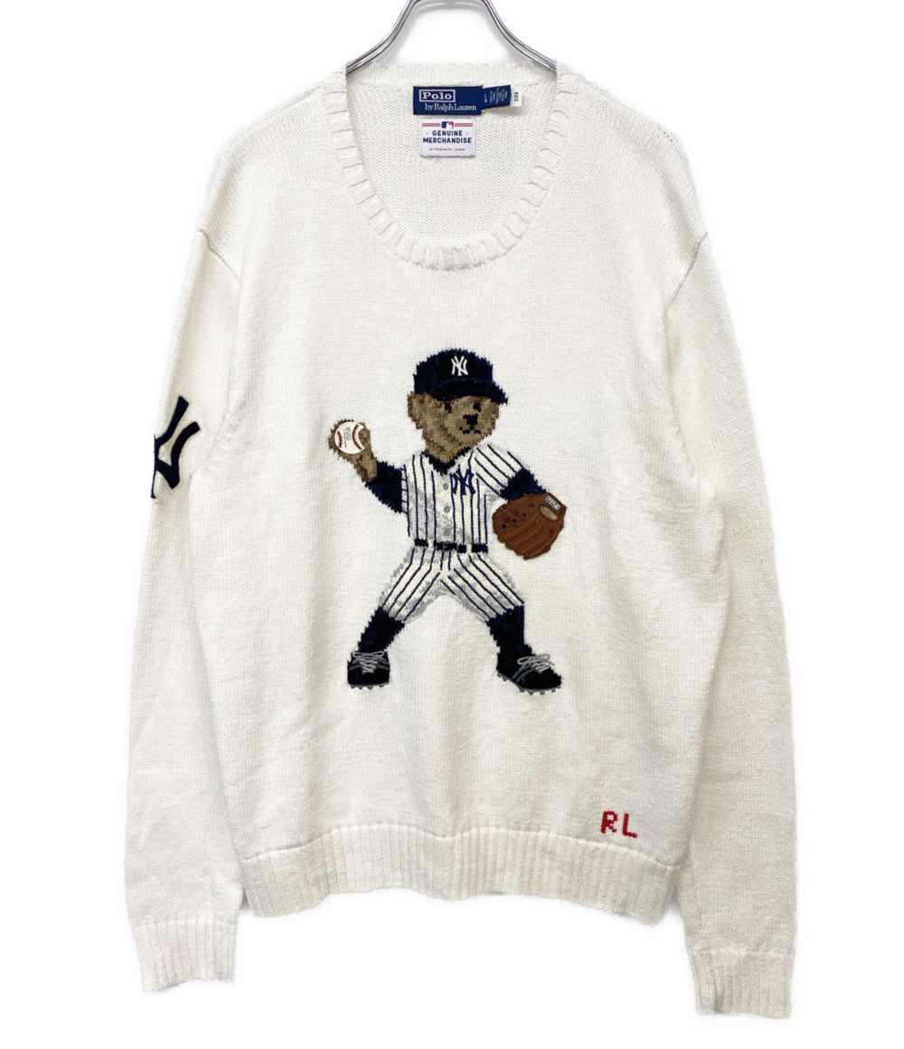 美品 POLO RALPH LAUREN ニット ヤンキース ベア セーター GENUINE MERCHANDISE メンズ SIZE L ポロ・ラルフローレン