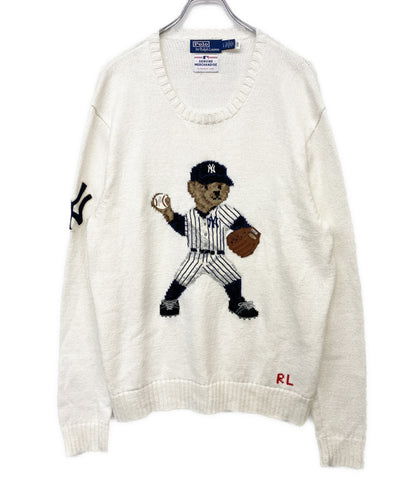美品 POLO RALPH LAUREN ニット ヤンキース ベア セーター GENUINE MERCHANDISE メンズ SIZE L ポロ・ラルフローレン