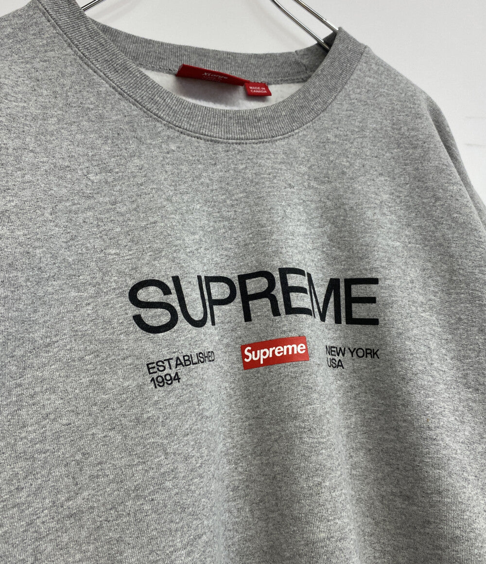美品 Supreme スウェット 24SS Established Crewneck グレー メンズ SIZE XL シュプリーム