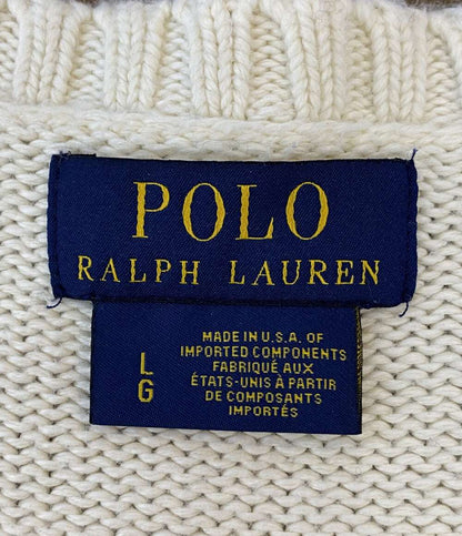 POLO RALPH LAUREN ニット アメリカンフラッグ USA製 ホワイト コットン メンズ SIZE L ポロ・ラルフローレン