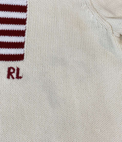 POLO RALPH LAUREN ニット アメリカンフラッグ USA製 ホワイト コットン メンズ SIZE L ポロ・ラルフローレン