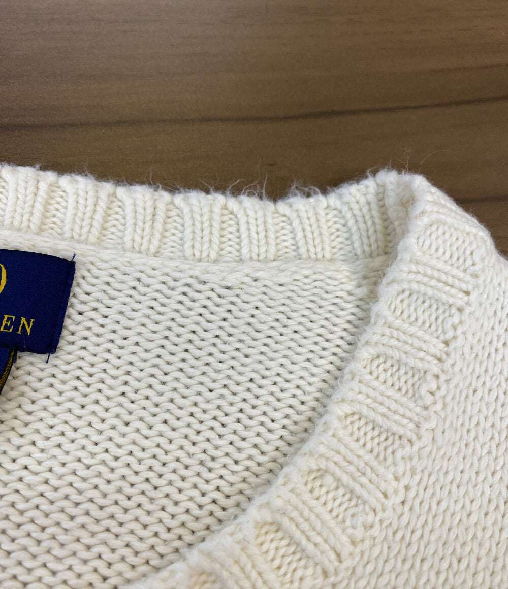 POLO RALPH LAUREN ニット アメリカンフラッグ USA製 ホワイト コットン メンズ SIZE L ポロ・ラルフローレン