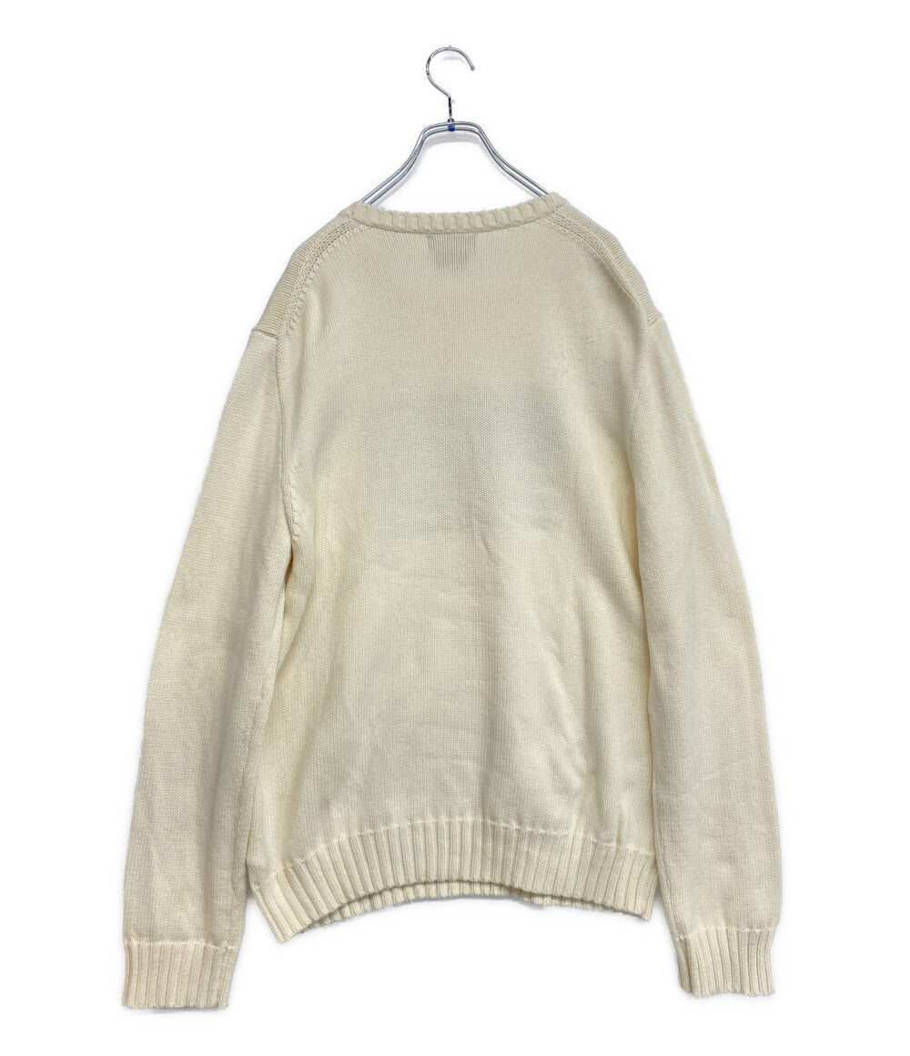 POLO RALPH LAUREN ニット アメリカンフラッグ USA製 ホワイト コットン メンズ SIZE L ポロ・ラルフローレン
