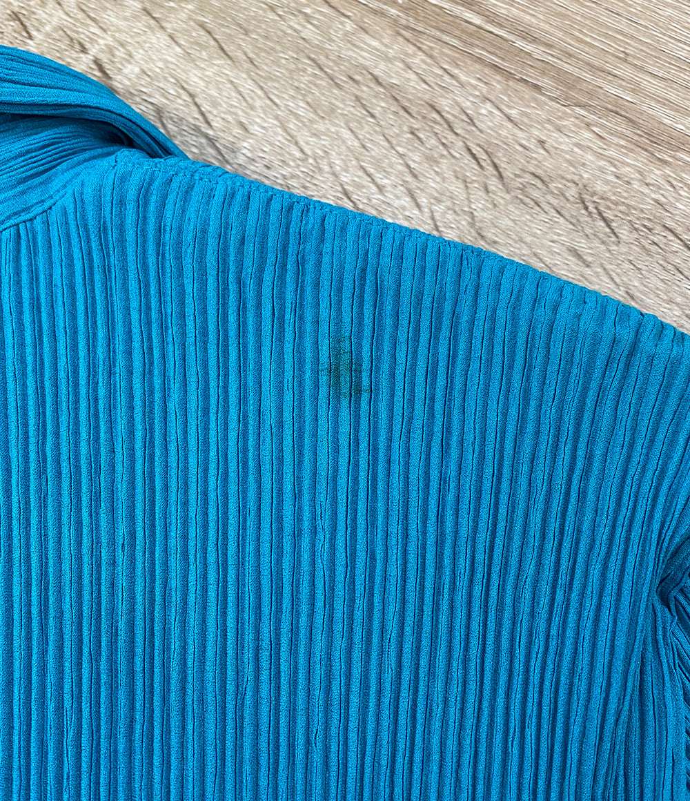 ISSEY MIYAKE 長袖ワンピース ターコイズ IM92-FH910 レディース SIZE L イッセイミヤケ