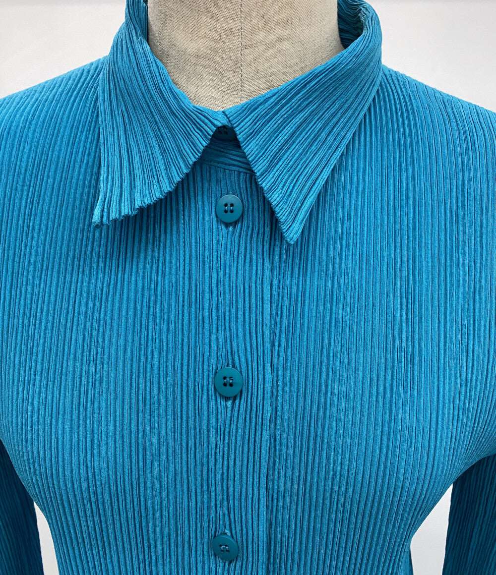 ISSEY MIYAKE 長袖ワンピース ターコイズ IM92-FH910 レディース SIZE L イッセイミヤケ
