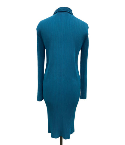 ISSEY MIYAKE 長袖ワンピース ターコイズ IM92-FH910 レディース SIZE L イッセイミヤケ