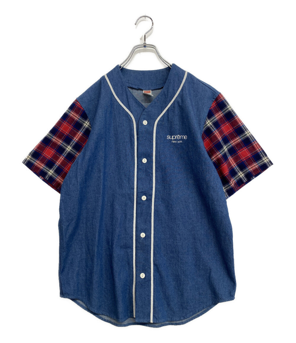 美品 Supreme ベースボールシャツ デニム メンズ SIZE S シュプリーム