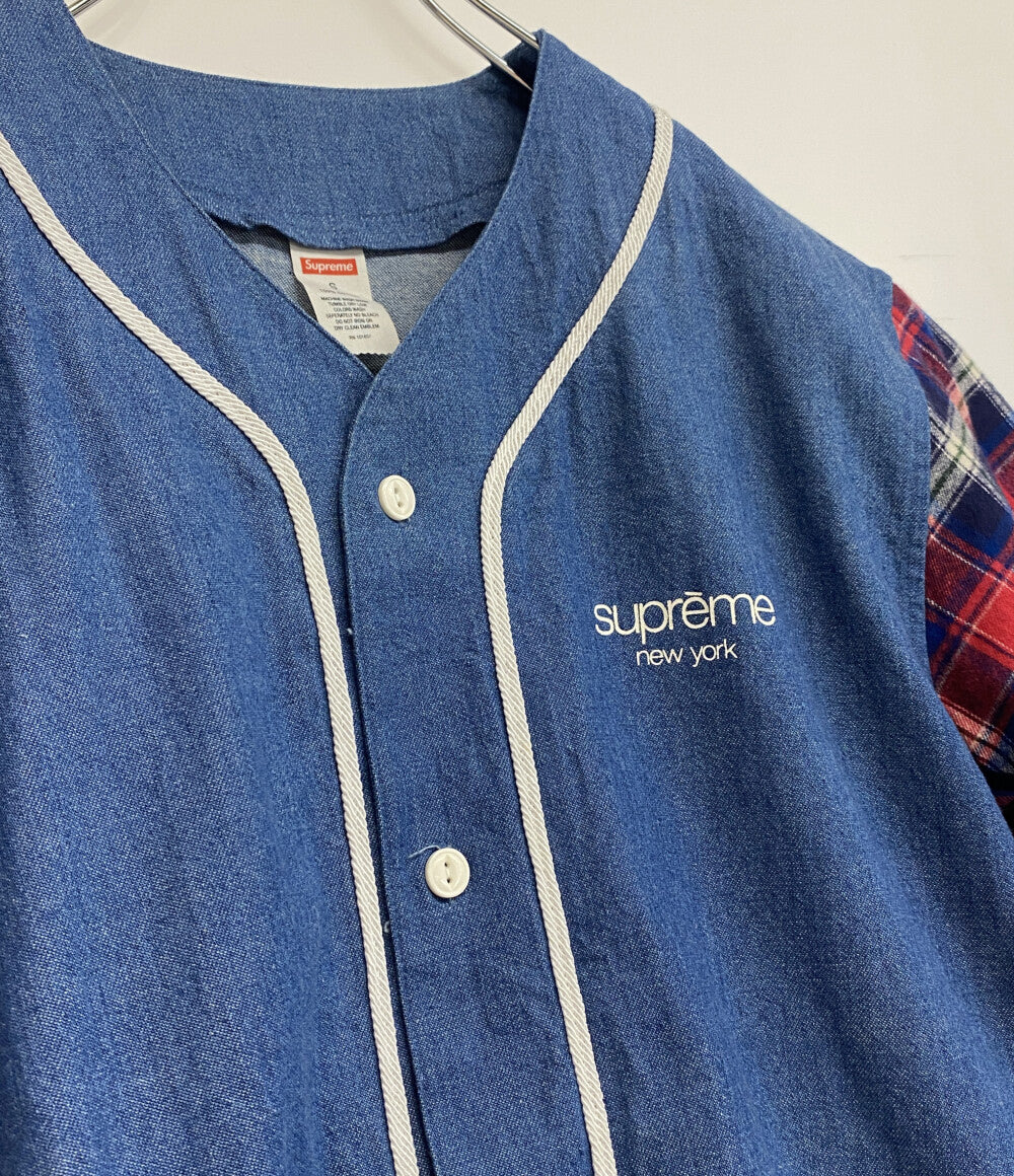 美品 Supreme ベースボールシャツ デニム メンズ SIZE S シュプリーム