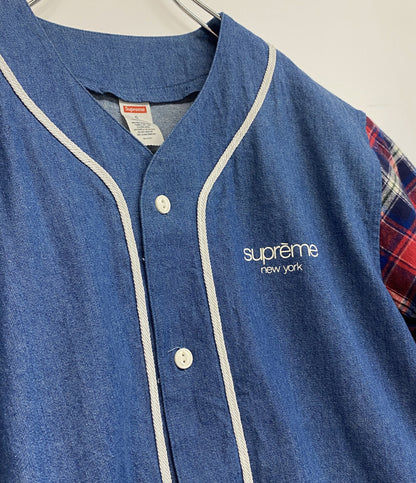 美品 Supreme ベースボールシャツ デニム メンズ SIZE S シュプリーム
