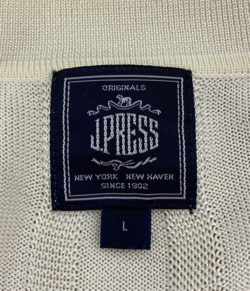 美品 J.PRESS ポロシャツ HTBRID LINEN スキッパーニットポロ メンズ SIZE L ジェイプレス