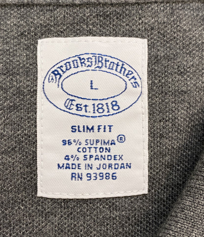 美品 Brooks Brothers ポロシャツ スーピマコットン ストレッチピケ ポロシャツ SLIM FIT GRAY メンズ SIZE L ブルックスブラザーズ