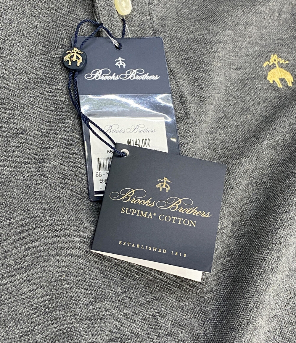 美品 Brooks Brothers ポロシャツ スーピマコットン ストレッチピケ ポロシャツ SLIM FIT GRAY メンズ SIZE L ブルックスブラザーズ