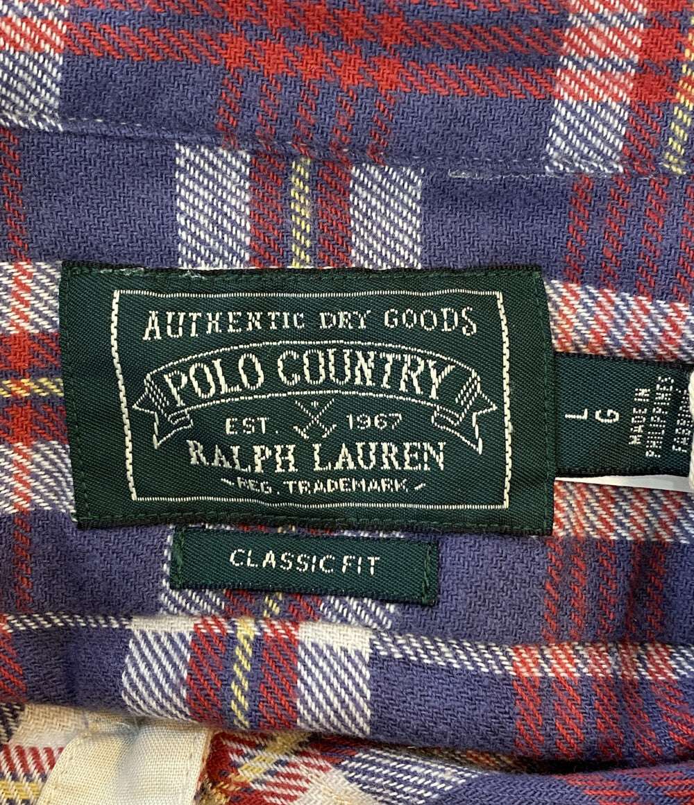 美品 POLO RALPH LAUREN 長袖シャツ COUNTRY CLASSIC FIT PLAID TWILL WORK メンズ SIZE L ポロ・ラルフローレン