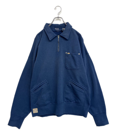 美品 POLO RALPH LAUREN スウェット ヴィンテージフィット フリース ポケット ハーフジップ メンズ SIZE L ポロ・ラルフローレン