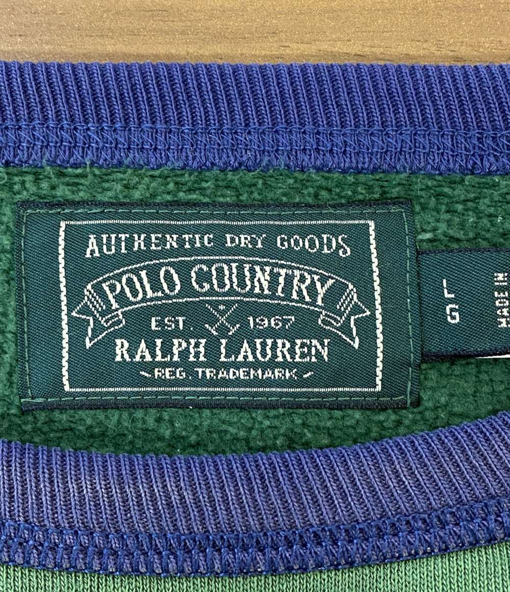 美品 POLO RALPH LAUREN スウェット COUNTRY PATCHWORK FLEECE SWEAT GRN メンズ SIZE L ポロ・ラルフローレン