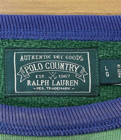美品 POLO RALPH LAUREN スウェット COUNTRY PATCHWORK FLEECE SWEAT GRN メンズ SIZE L ポロ・ラルフローレン