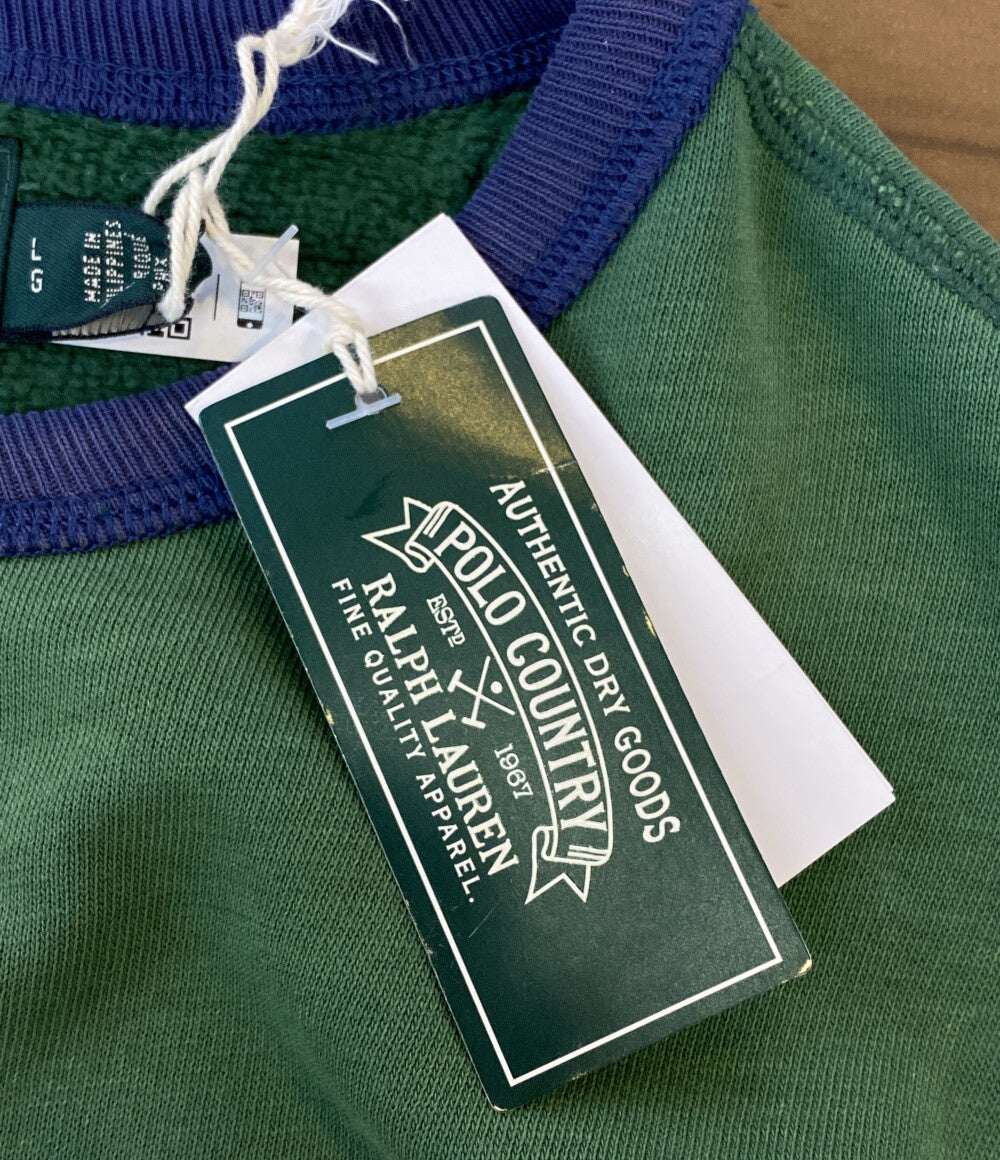 美品 POLO RALPH LAUREN スウェット COUNTRY PATCHWORK FLEECE SWEAT GRN メンズ SIZE L ポロ・ラルフローレン
