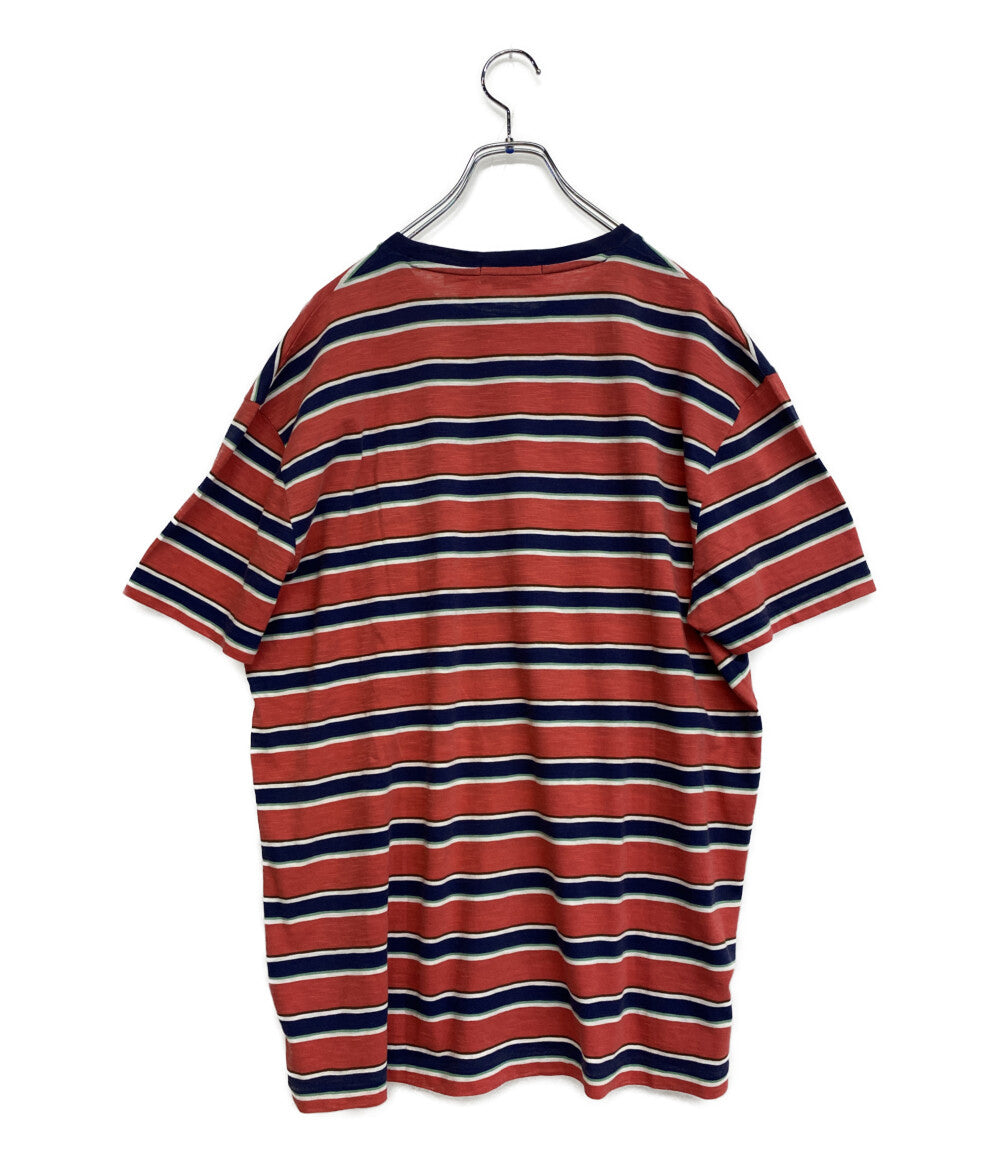 美品 POLO RALPH LAUREN 半袖Ｔシャツ CLASSIC FIT STRIPED GAUZE JERSEY T RED メンズ SIZE L ポロ・ラルフローレン