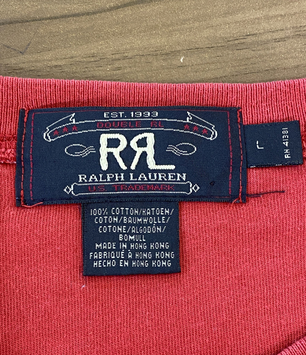 RRL RALPH LAUREN カットソー 90s HONGKONG製 ヘンリー スリースター RED メンズ SIZE L ダブルアールエル