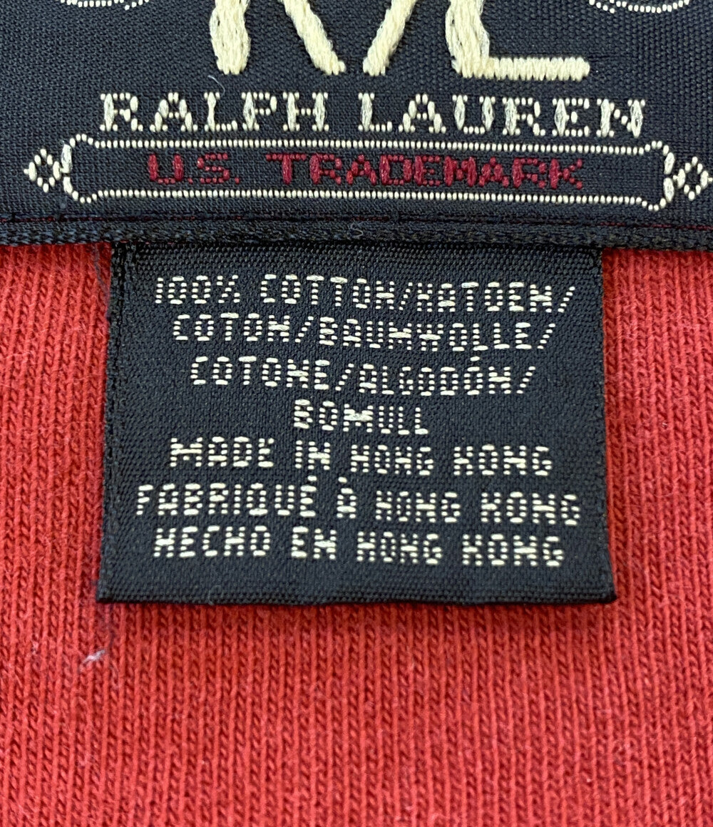 RRL RALPH LAUREN カットソー 90s HONGKONG製 ヘンリー スリースター RED メンズ SIZE L ダブルアールエル
