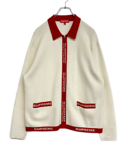 Supreme ニット 21SS LOGO TRIM ZIP UP CARDIGAN WHT メンズ SIZE M シュプリーム