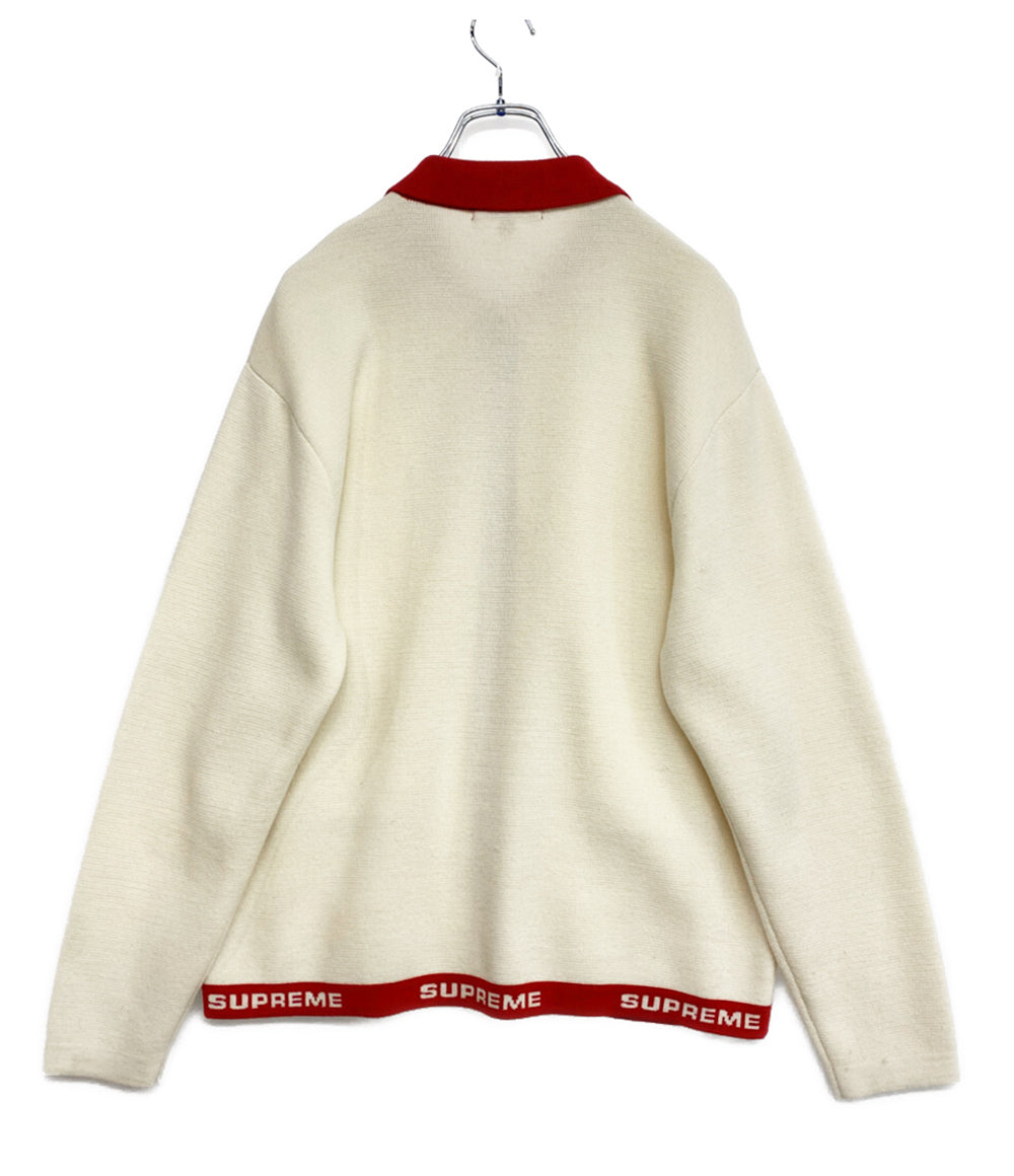 Supreme ニット 21SS LOGO TRIM ZIP UP CARDIGAN WHT メンズ SIZE M シュプリーム