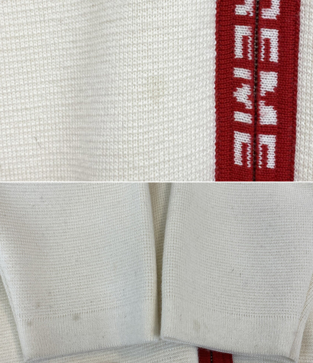 Supreme ニット 21SS LOGO TRIM ZIP UP CARDIGAN WHT メンズ SIZE M シュプリーム
