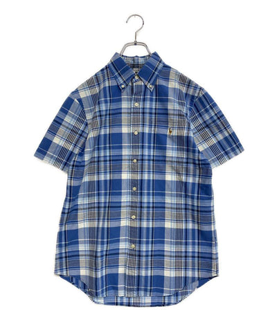 美品 POLO RALPH LAUREN 半袖シャツ PLAID OXFORD SHIRT ブルーチェック メンズ SIZE S ポロ・ラルフローレン