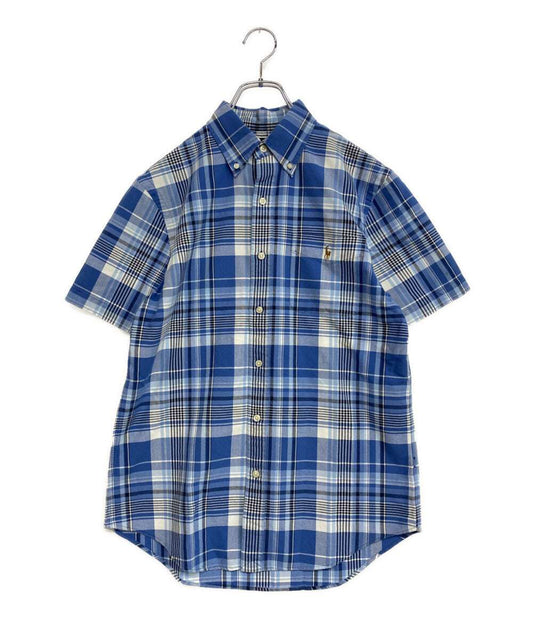 美品 POLO RALPH LAUREN 半袖シャツ PLAID OXFORD SHIRT ブルーチェック メンズ SIZE S ポロ・ラルフローレン