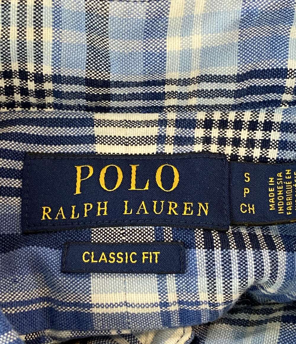 美品 POLO RALPH LAUREN 半袖シャツ PLAID OXFORD SHIRT ブルーチェック メンズ SIZE S ポロ・ラルフローレン