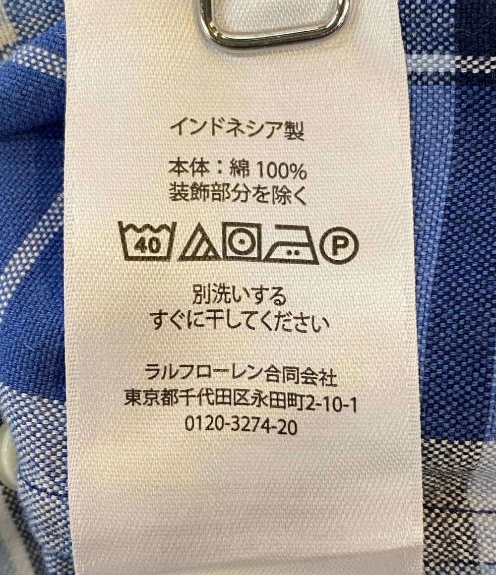 美品 POLO RALPH LAUREN 半袖シャツ PLAID OXFORD SHIRT ブルーチェック メンズ SIZE S ポロ・ラルフローレン