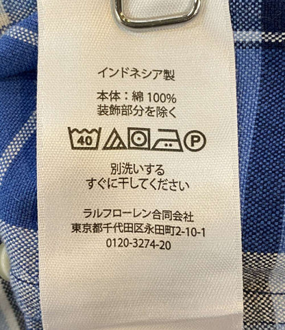 美品 POLO RALPH LAUREN 半袖シャツ PLAID OXFORD SHIRT ブルーチェック メンズ SIZE S ポロ・ラルフローレン