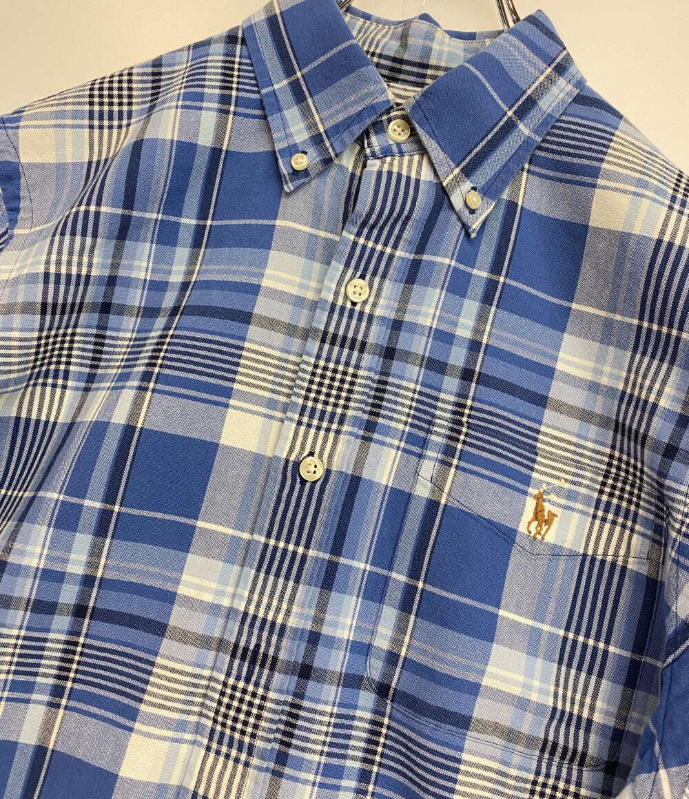 美品 POLO RALPH LAUREN 半袖シャツ PLAID OXFORD SHIRT ブルーチェック メンズ SIZE S ポロ・ラルフローレン