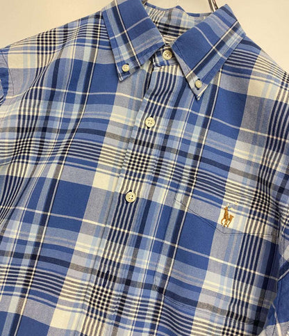 美品 POLO RALPH LAUREN 半袖シャツ PLAID OXFORD SHIRT ブルーチェック メンズ SIZE S ポロ・ラルフローレン
