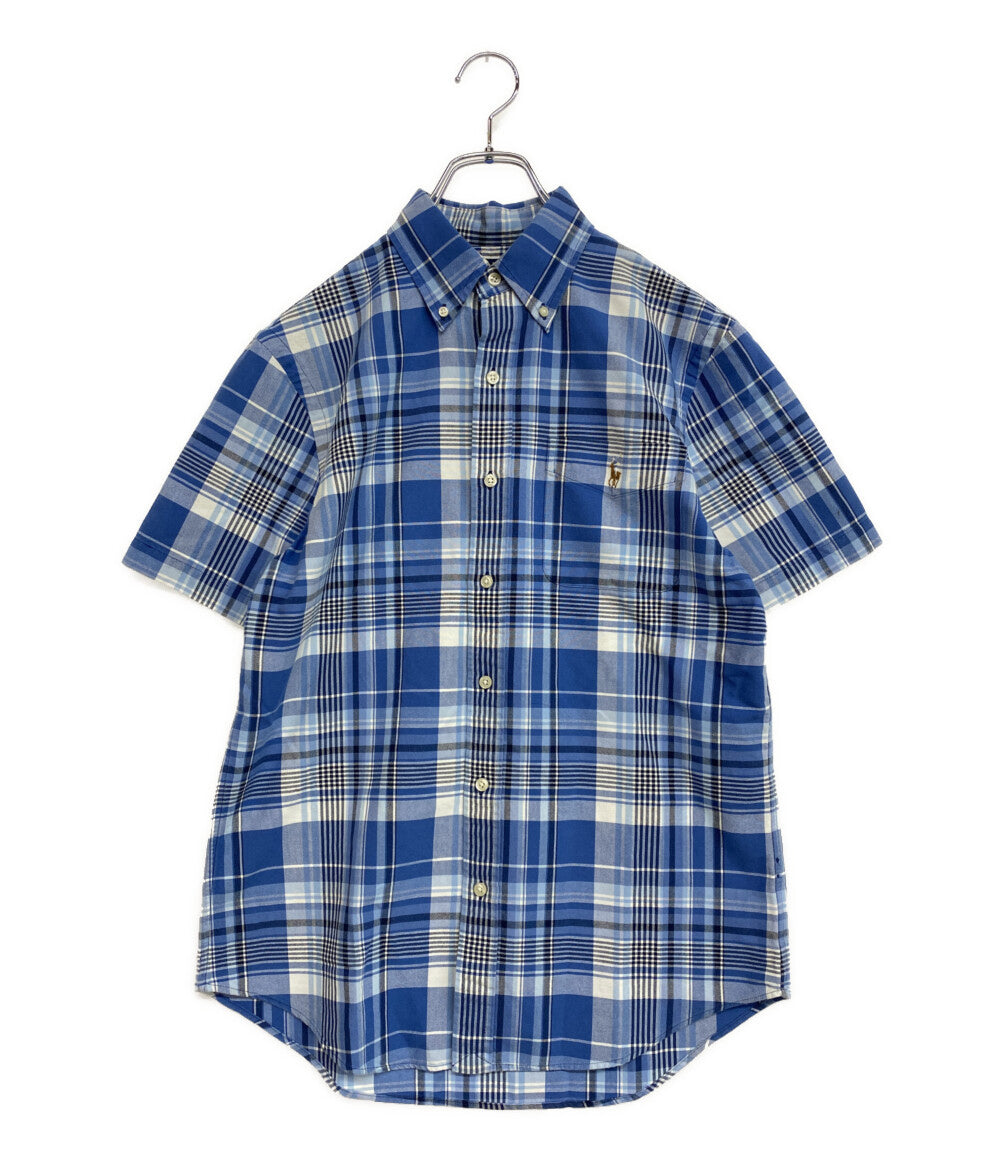 美品 POLO RALPH LAUREN 半袖シャツ PLAID OXFORD SHIRT ブルーチェック メンズ SIZE S ポロ・ラルフローレン