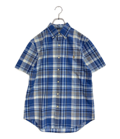 美品 POLO RALPH LAUREN 半袖シャツ PLAID OXFORD SHIRT ブルーチェック メンズ SIZE S ポロ・ラルフローレン