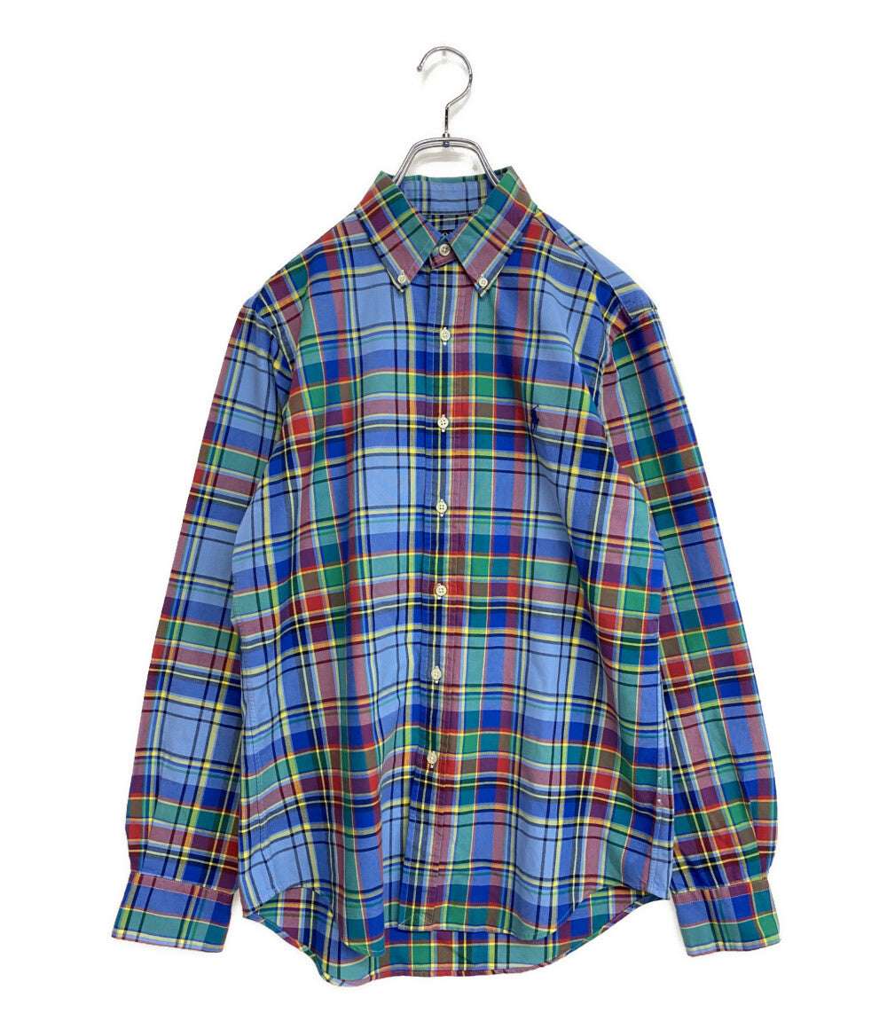 美品 POLO RALPH LAUREN 長袖シャツ CLASSIC FIT PLAID OXFORD BLUE×RED チェック メンズ SIZE S ポロ・ラルフローレン
