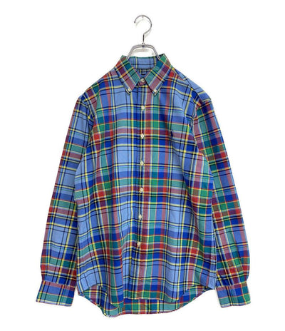 美品 POLO RALPH LAUREN 長袖シャツ CLASSIC FIT PLAID OXFORD BLUE×RED チェック メンズ SIZE S ポロ・ラルフローレン